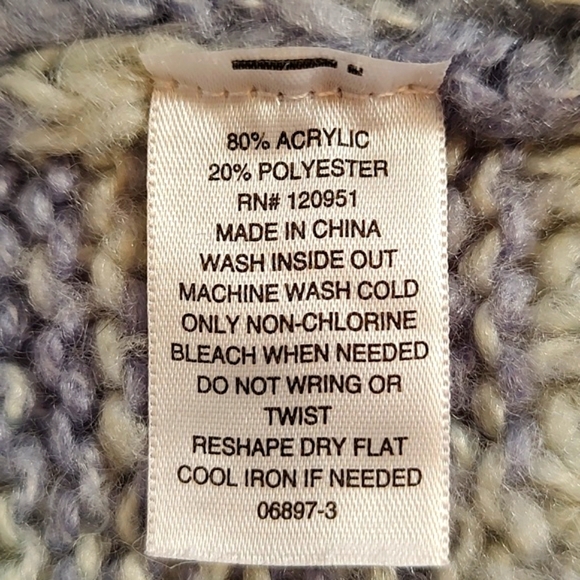 a.n.a Womans Soft Knit Turtleneck Violet & White Variegated Sweater/Size L - Picture 8 of 9